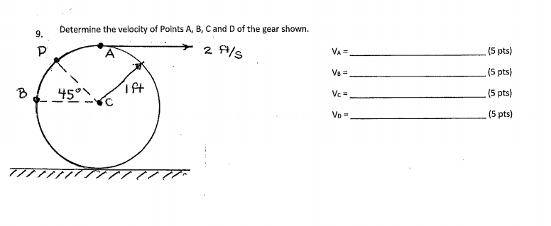 Solved Determine the velocity of Points A, B, C and D of the | Chegg.com