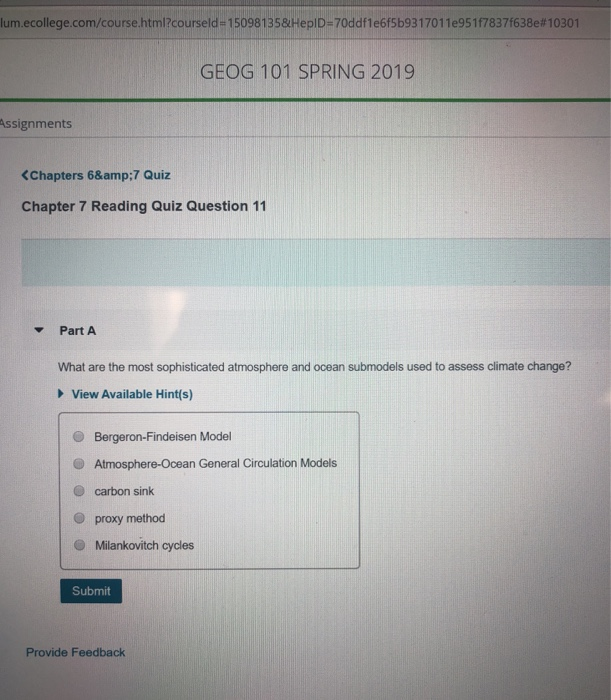 Solved Assignments Chapters 6&7 Quiz Chapter 6 Reading | Chegg.com
