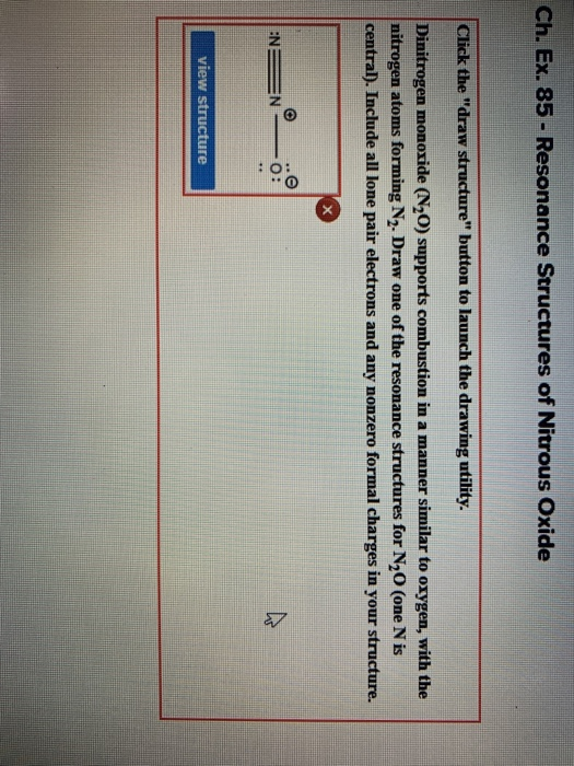 Solved Ch. Ex. 85- Resonance Structures of Nitrous Oxide " | Chegg.com