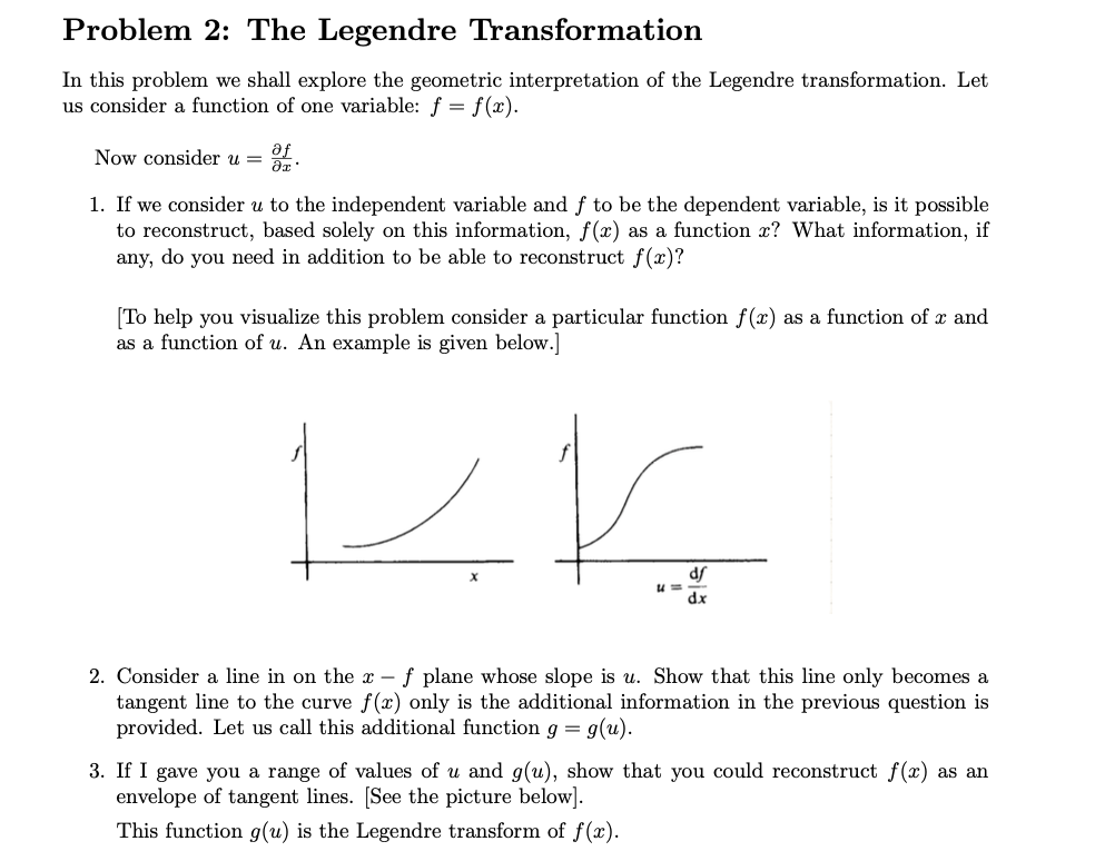 Problem 2: The Legendre Transformation In this | Chegg.com