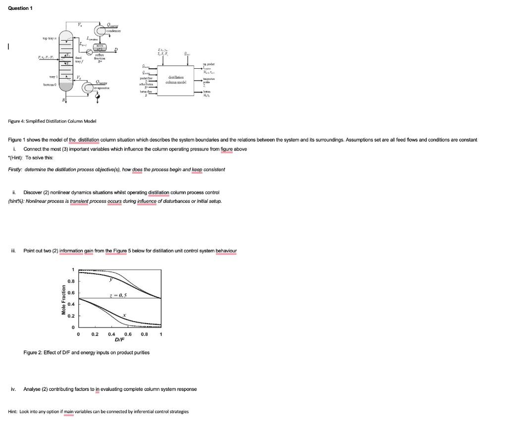 Solved Question 1 Figure 4: Simplified Distillation Column | Chegg.com