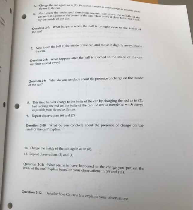 Solved Activity 22 The Faraday Ice Pail Experiment 1.