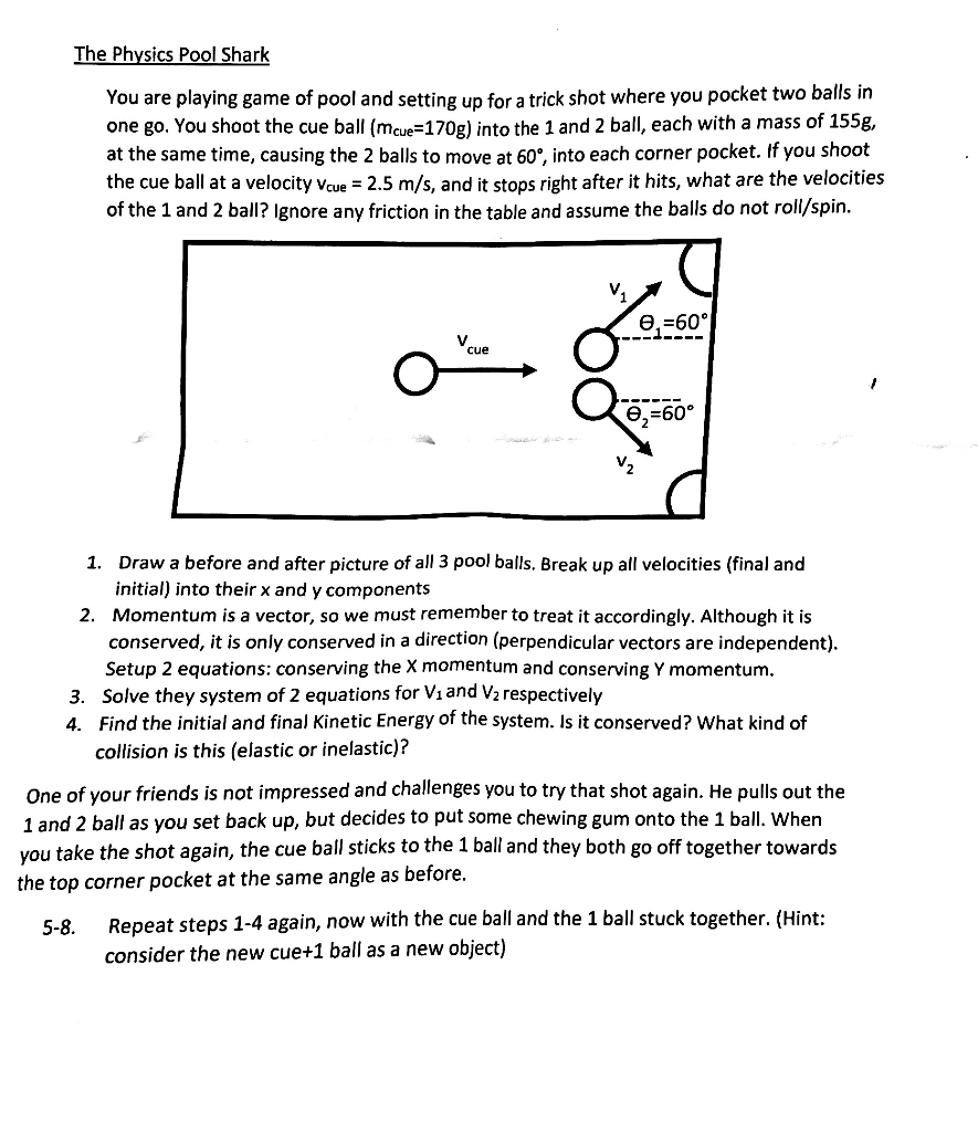 Physics Pool Problem Solved The Physics Pool Shark You are playing game of pool | Chegg.com