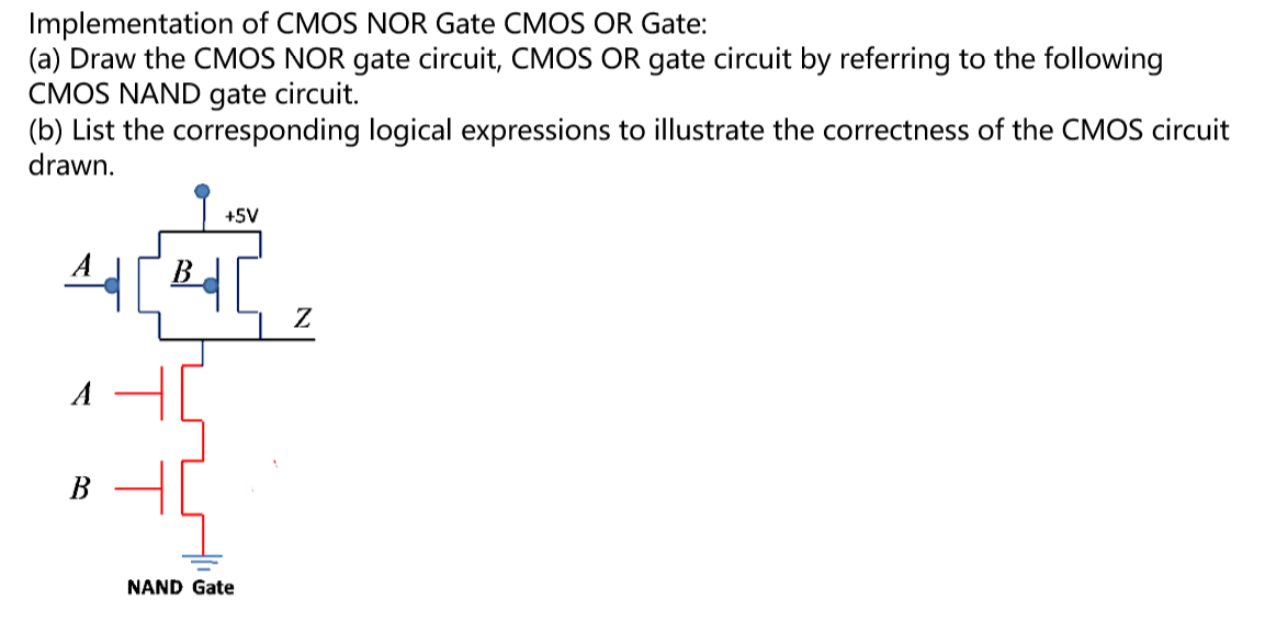 Solved Implementation of CMOS NOR Gate CMOS OR Gate: (a) | Chegg.com