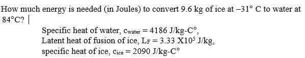 Solved How much energy is needed (in Joules) to convert 9.6 | Chegg.com