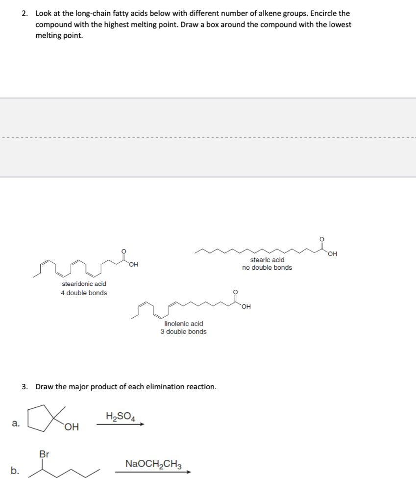 Solved 2. Look at the long-chain fatty acids below with | Chegg.com
