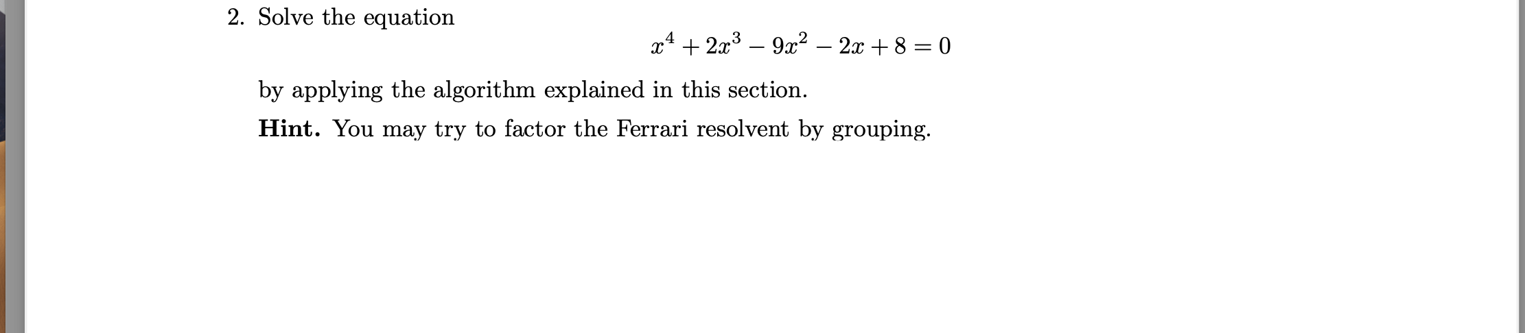 solve the equation 4x 2 x 2 )=- 9 5x 8