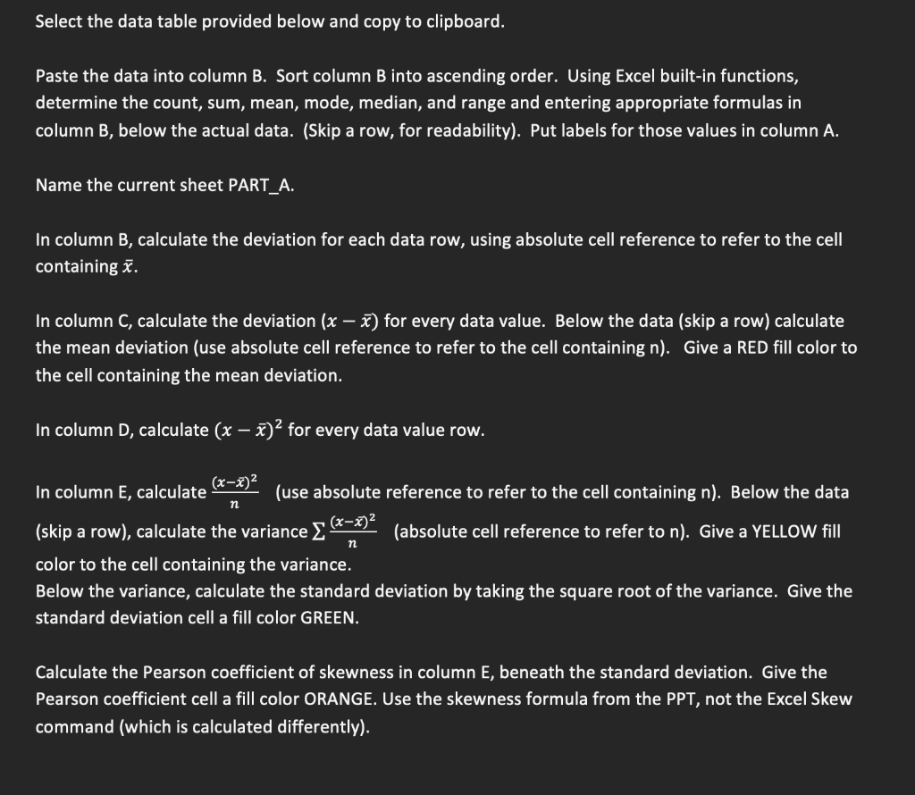 Solved Select The Data Table Provided Below And Copy To | Chegg.com