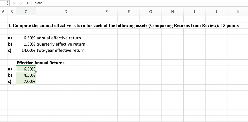 Solved A C D E 1. Compute the annual effective return for | Chegg.com