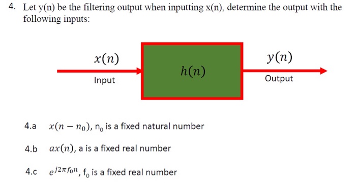 Solved Let y(n) be the filtering output when inputting x(n), | Chegg.com