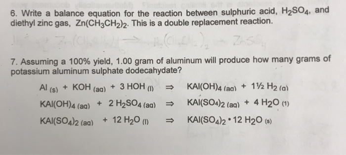 Solved 6 Write A Balanced Equation For The Reaction Between