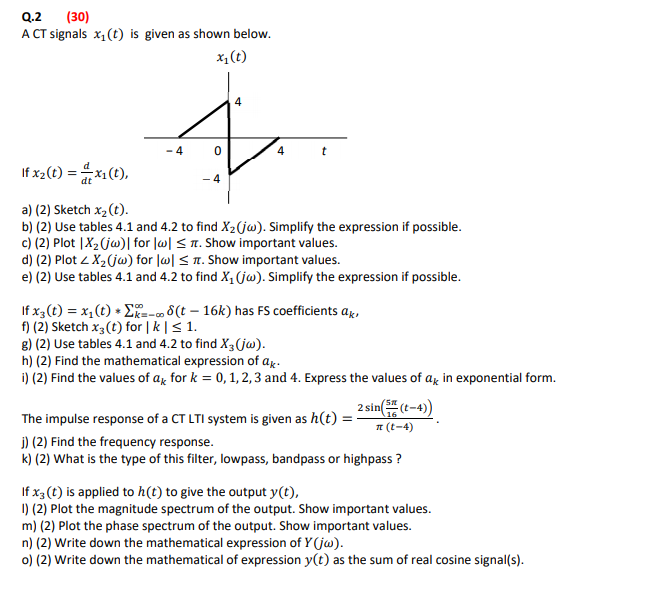 Solved Q 2 30 A Ct Signals Xi T Is Given As Shown Belo Chegg Com