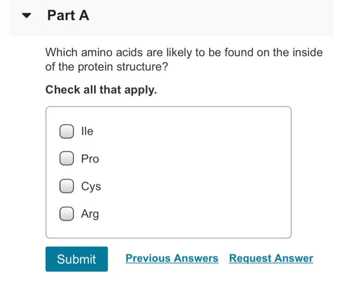 Solved Part A Which amino acids are likely to be found on | Chegg.com