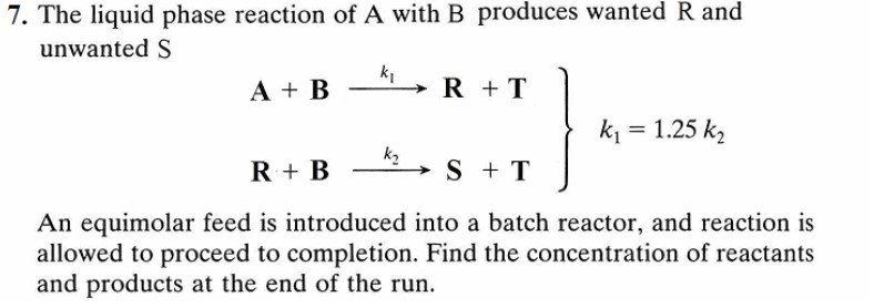 Solved 7. The liquid phase reaction of A with B produces | Chegg.com