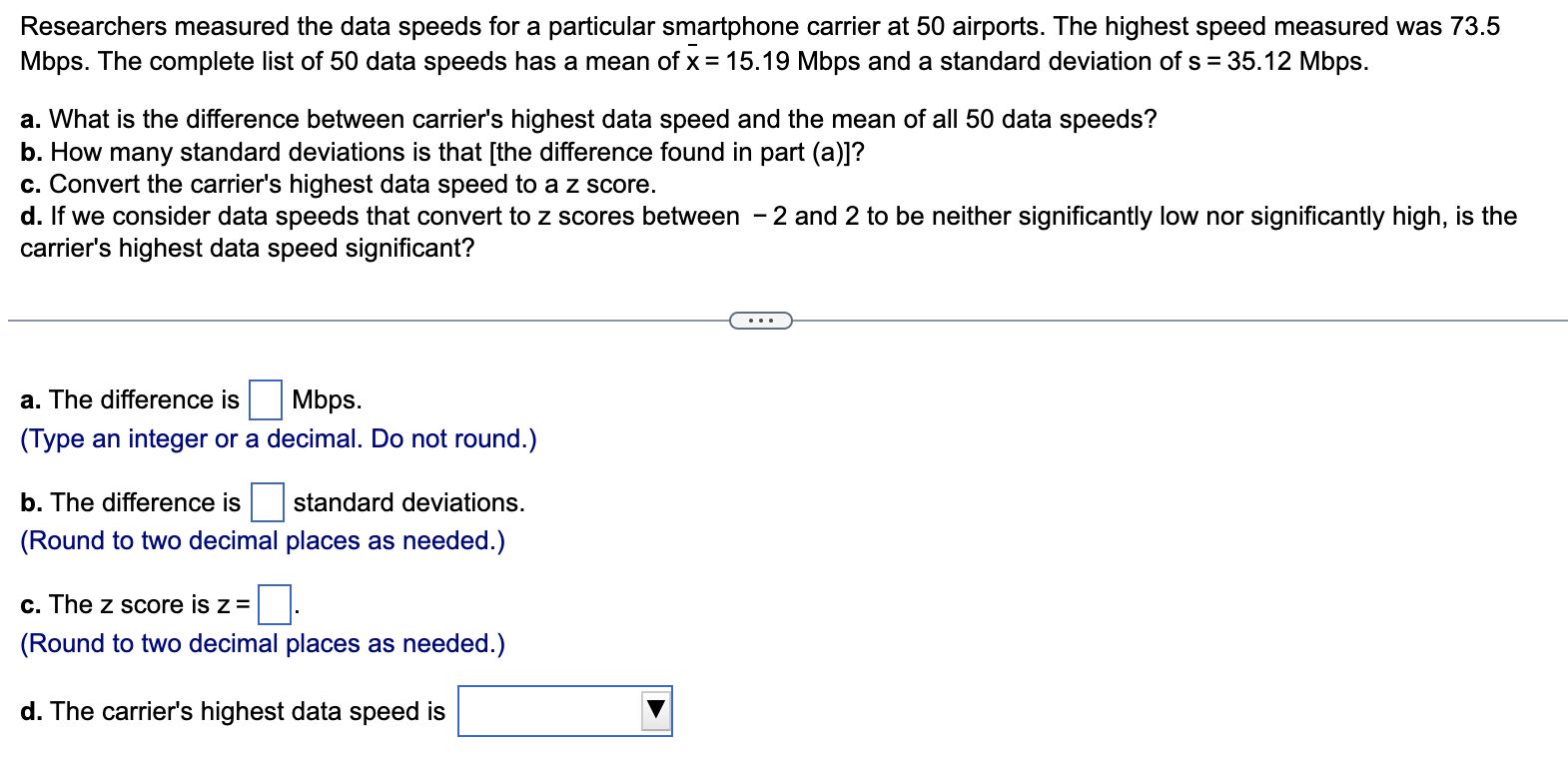 Solved Researchers measured the data speeds for a particular | Chegg.com