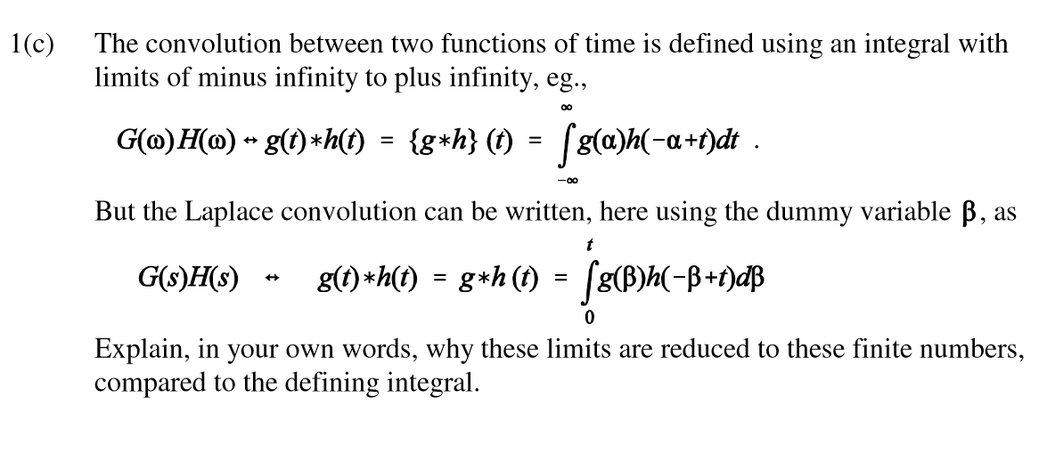 Solved 1(c) The convolution between two functions of time is | Chegg.com