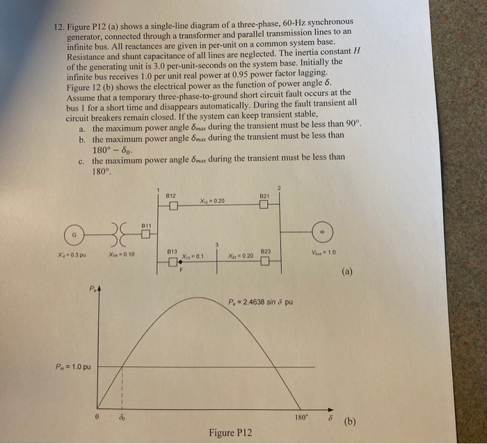 Solved 12 Figure P12 (a) Shows A Single Line Diagram Of A | Cheggcom