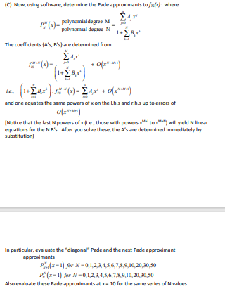 (C) Now, using software, determine the Pade | Chegg.com
