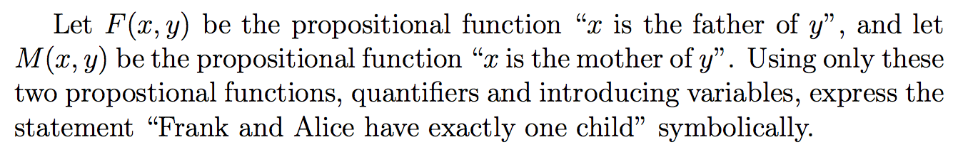 Solved Let F(x, y) be the propositional function "x is the | Chegg.com
