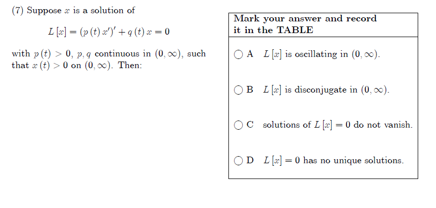 Solved 7 Suppose Sc Is A Solution Of Mark Your Answer A Chegg Com