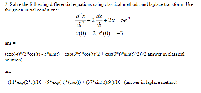 Solved 1 Solve The Following Differential Equations Using