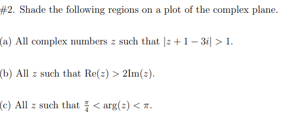 Solved \#2. Shade the following regions on a plot of the | Chegg.com