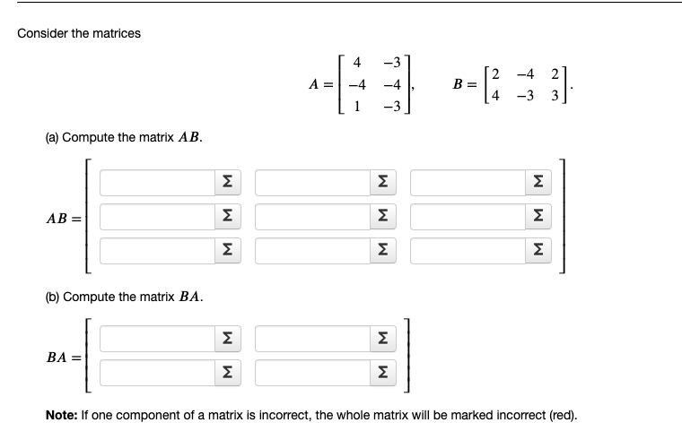 Solved Consider the matrices | Chegg.com