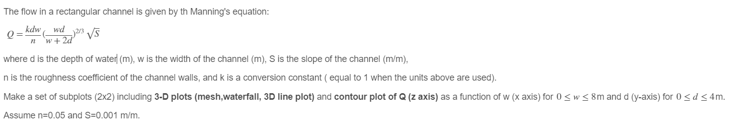 The flow in a rectangular channel is given by th | Chegg.com