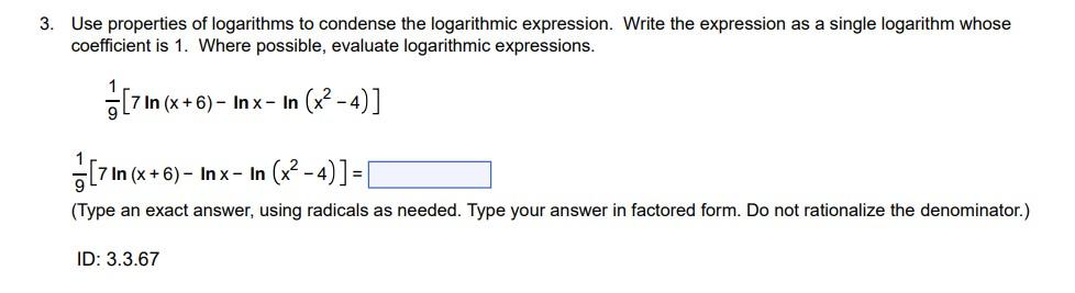 3.3 Part 4: Condensing Logarithmic Expressions