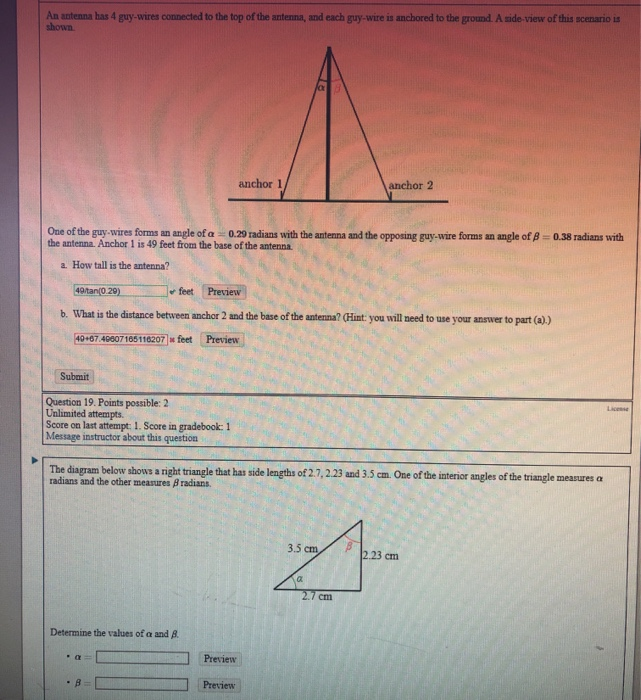 Solved An antenna has 4 guywires connected to the top of