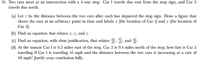 Solved Two cars meet at an intersection with a 4 way stop. Chegg