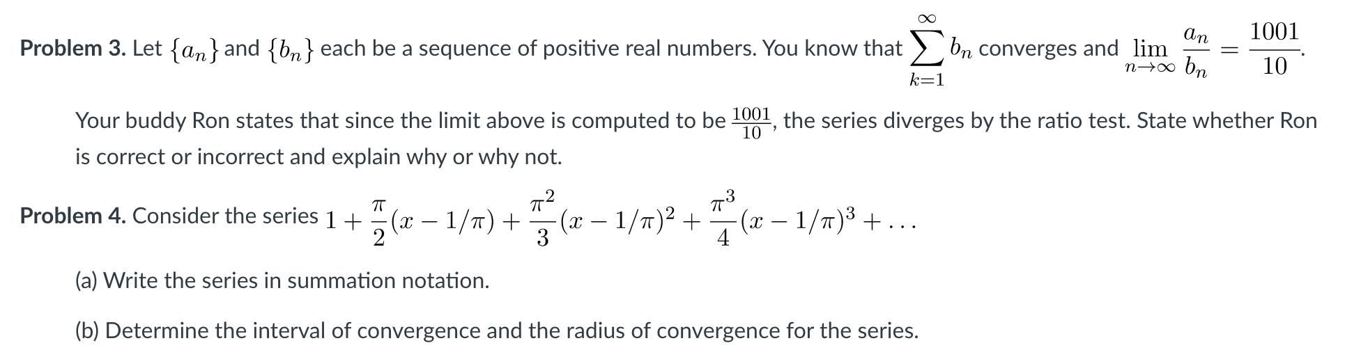 Solved 1001 Problem 3. Let {an} And {bn} Each Be A Sequence | Chegg.com