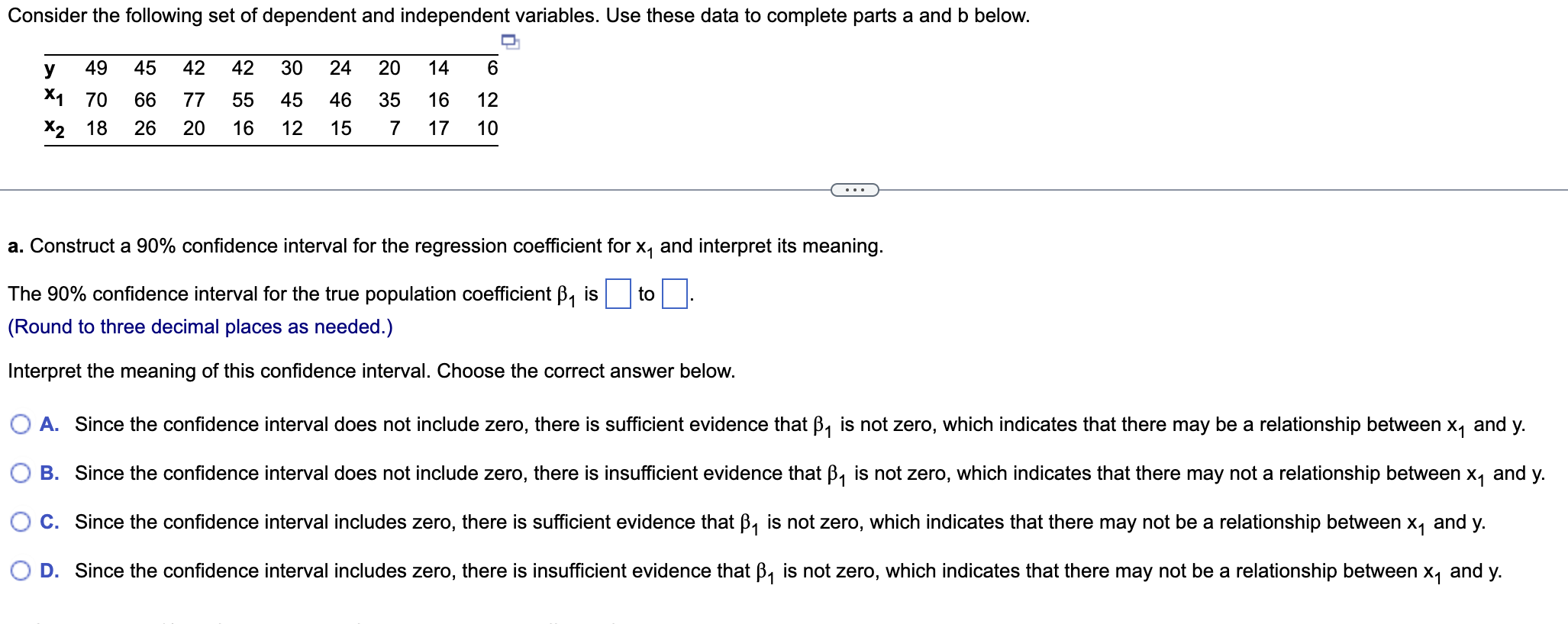 Solved a. Construct a 90% confidence interval for the | Chegg.com