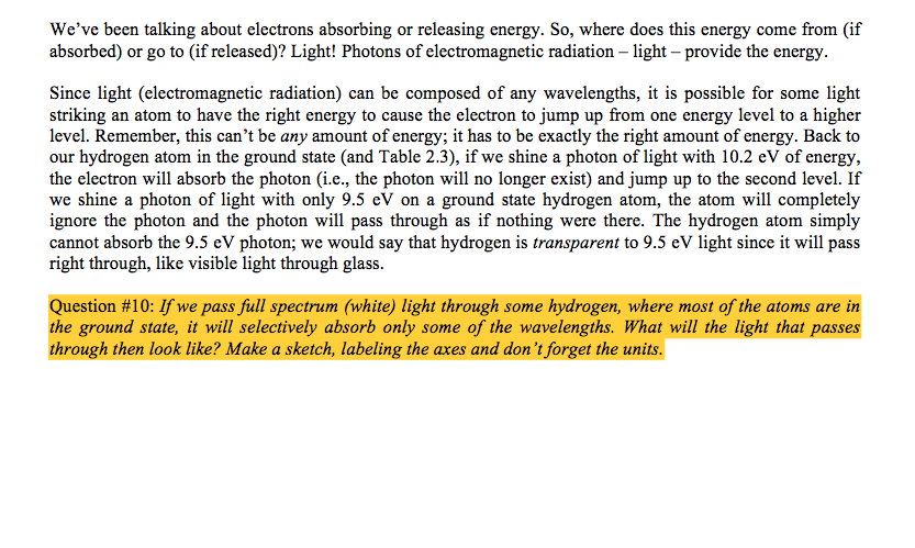 Solved We've Been Talking About Electrons Absorbing Or | Chegg.com