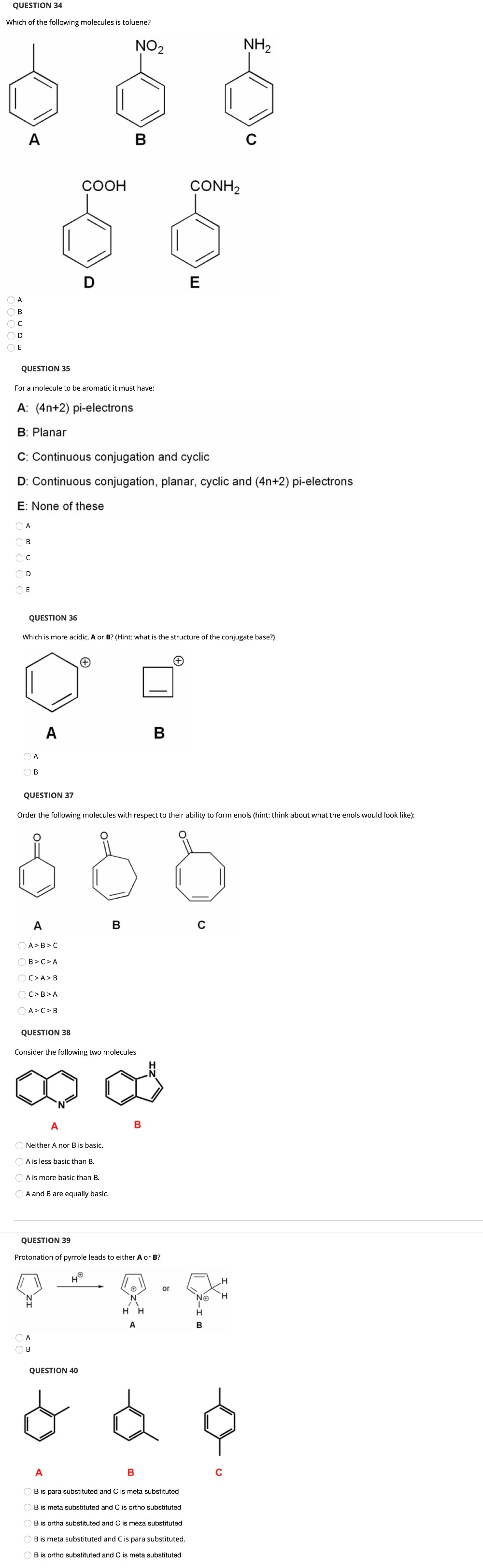 Solved QUESTION 34 Which of the following molecules is | Chegg.com