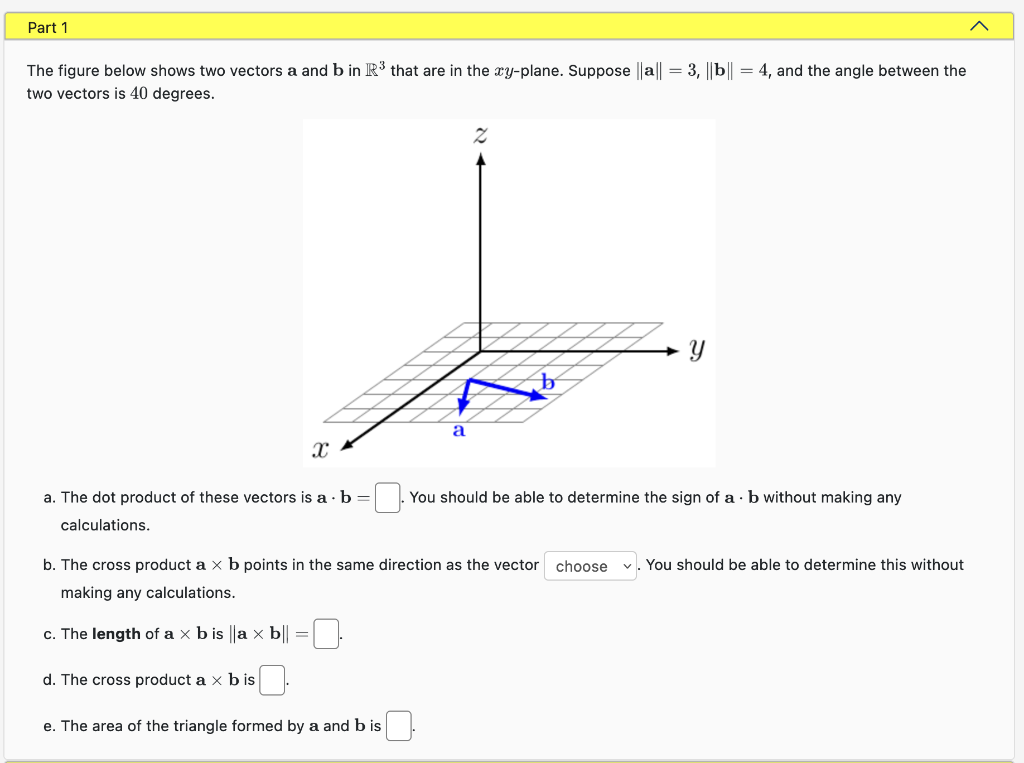 Solved The figure below shows two vectors a and b in R3 that | Chegg.com