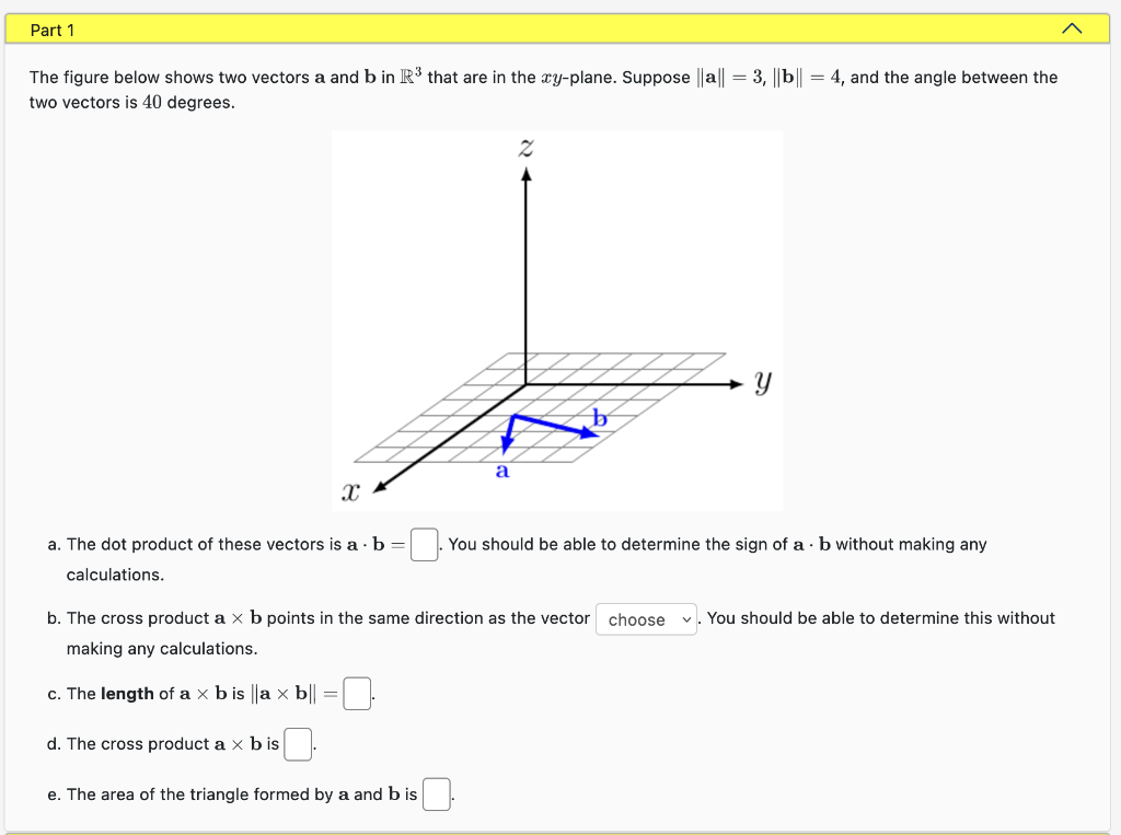 Solved The Figure Below Shows Two Vectors A And B In R3 That | Chegg.com