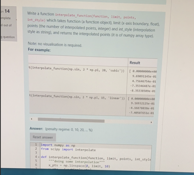 Solved on 14 mplete d out of 9 question Write a function | Chegg.com