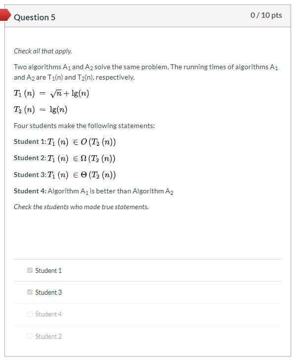 Solved Question 5 0/10 Pts Check All That Apply. Two | Chegg.com