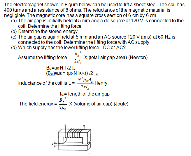 Solved The Electromagnet Shown In Figure Below Can Be Used