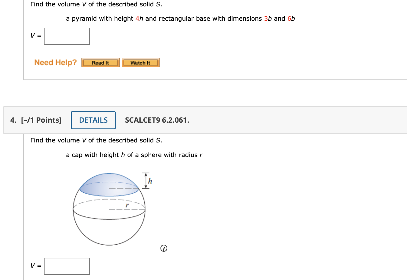 Solved Find the volume V of the described solid S. a pyramid | Chegg.com
