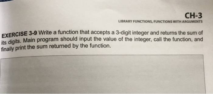 Solved CH-3 LIBRARY FUNCTIONS, FUNCTIONS WITH ARGUMENTS | Chegg.com