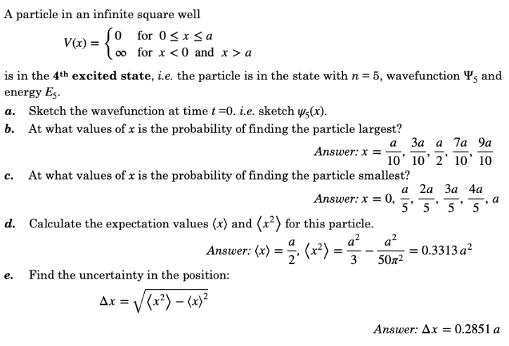 Solved A particle in an infinite square well 0 for 0Sx