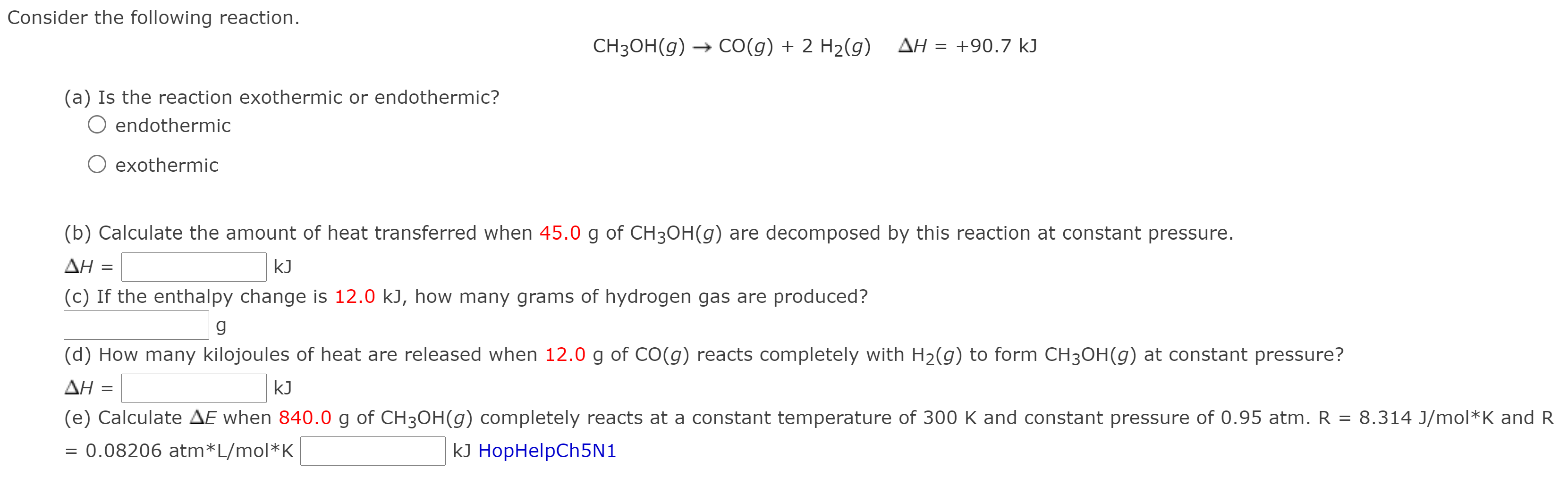 Solved Consider The Following Reaction Ch3oh G Co G 2 Chegg Com