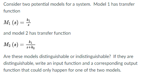 Solved Consider two potential models for a system. Model 1 | Chegg.com
