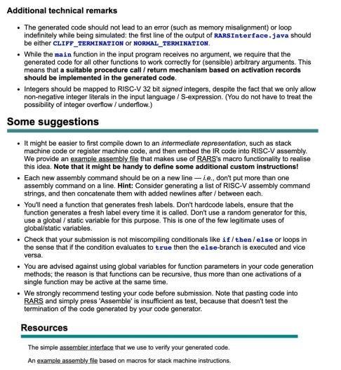 Assessed Exercise, Task 3: Code Generation Summary In | Chegg.com