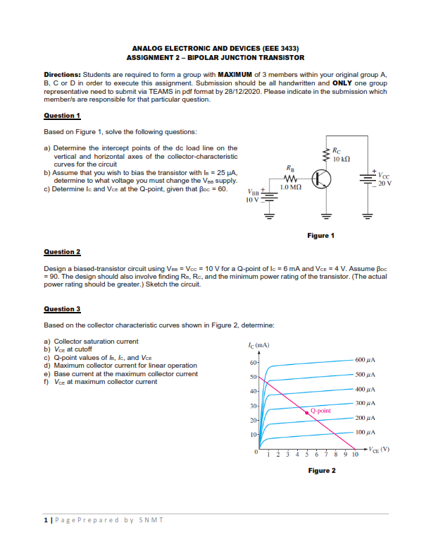 Solved ANALOG ELECTRONIC AND DEVICES (EEE 3433) ASSIGNMENT 2 | Chegg.com