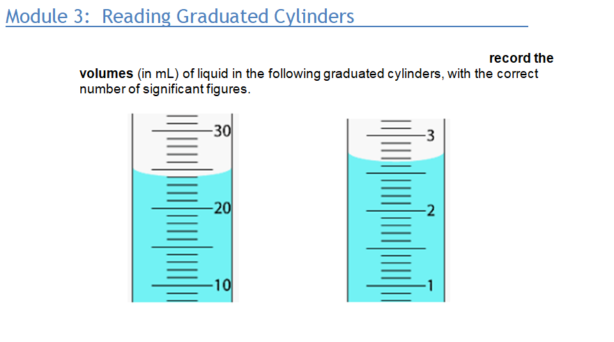 Solved Module 3: Reading Graduated Cylinders record the | Chegg.com