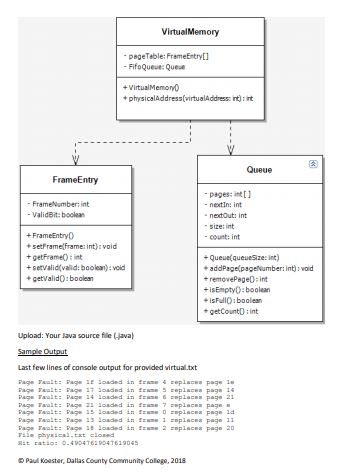 Virtual Lab Java Lab #6 – Virtual Memory Create a Java program which | Chegg.com