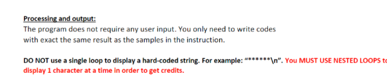 Solved Problem descriptions Write Nested loops to print | Chegg.com